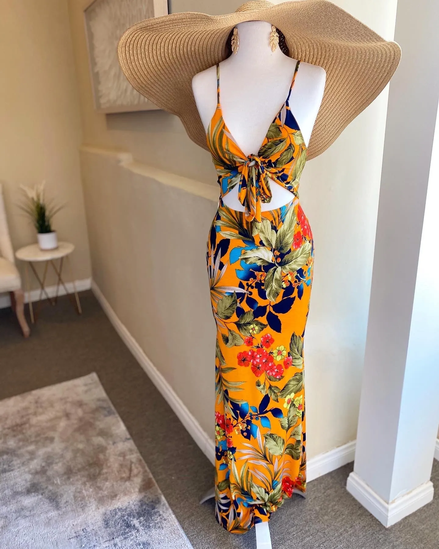 Print Front Tie Bra Top Mermaid Dress FINAL SALE