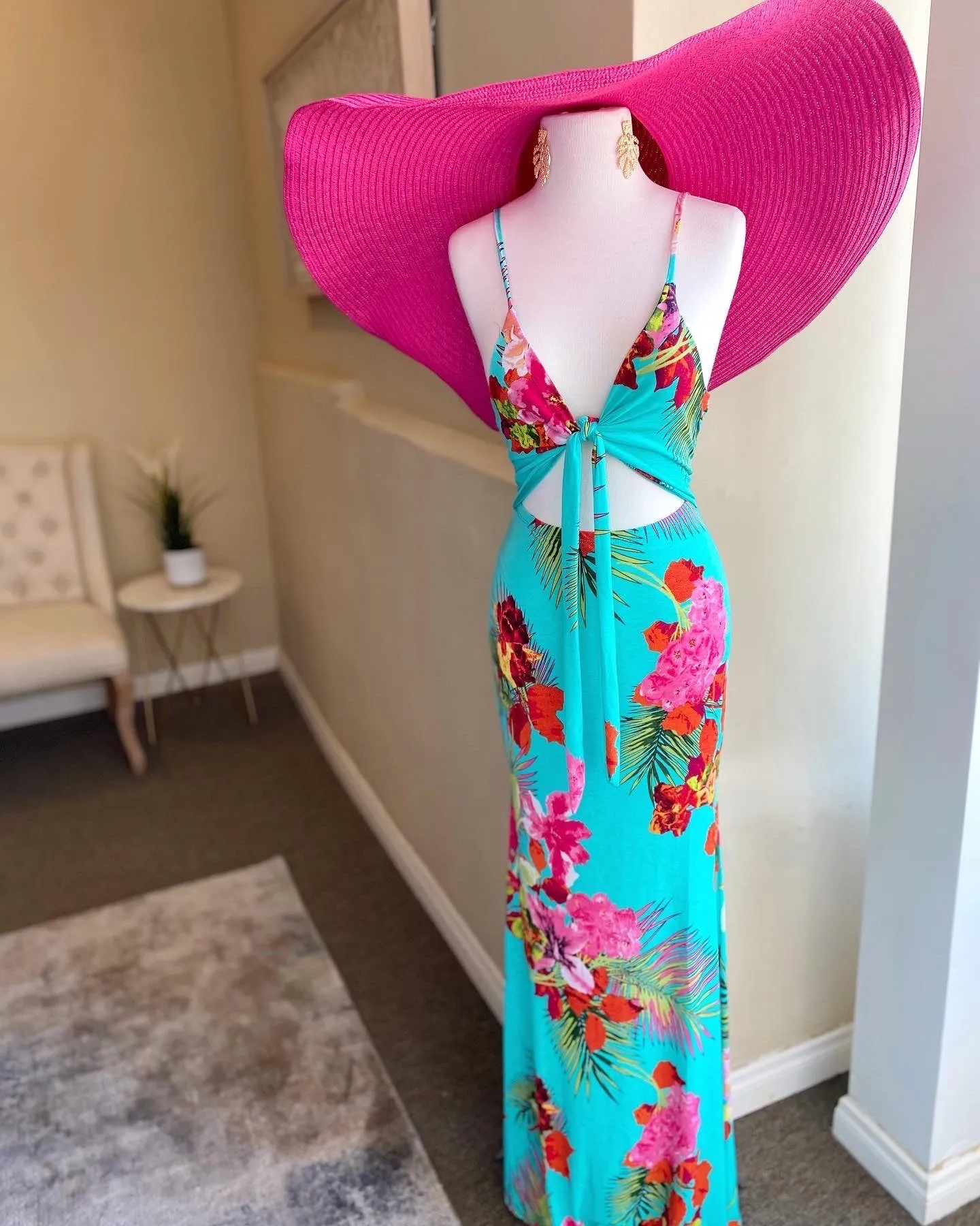 Print Front Tie Bra Top Mermaid Dress FINAL SALE