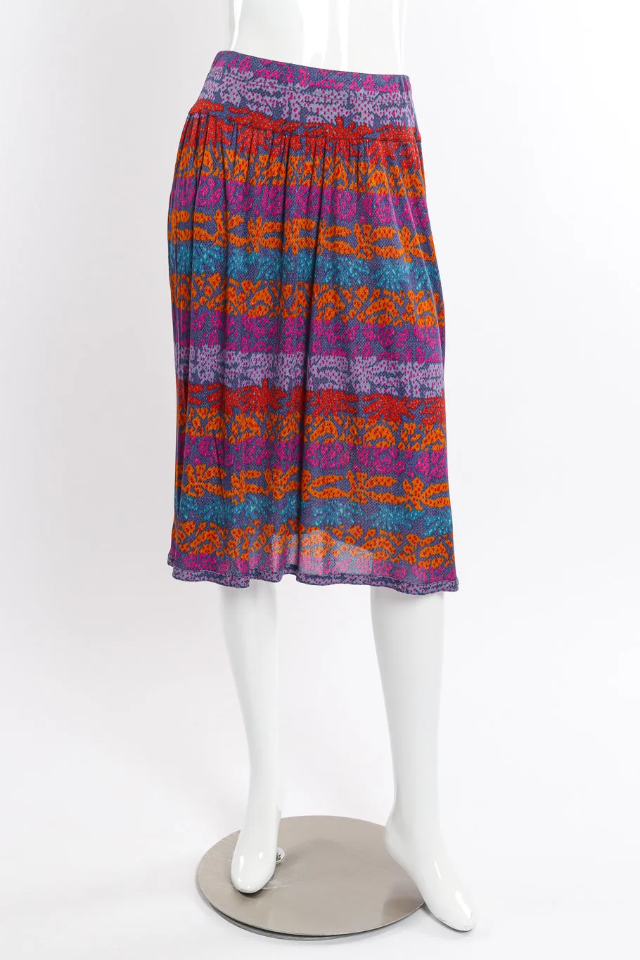 Printed Silk Top & Skirt Set