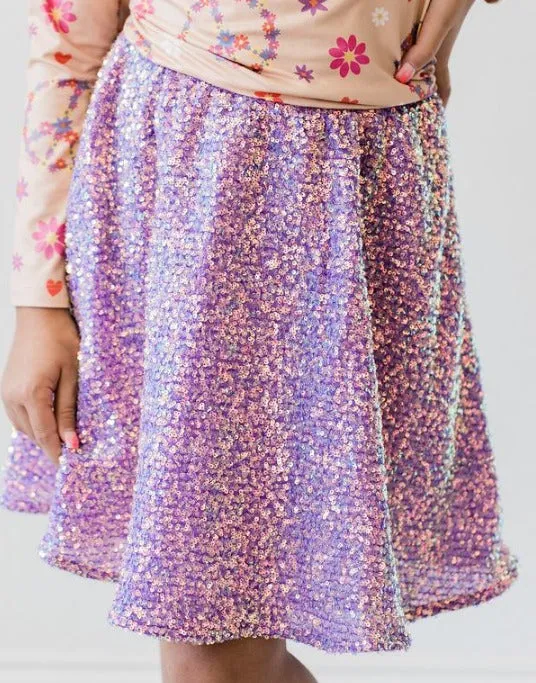 PURPLE SEQUIN TWIRL SKIRT | Mila and Rose