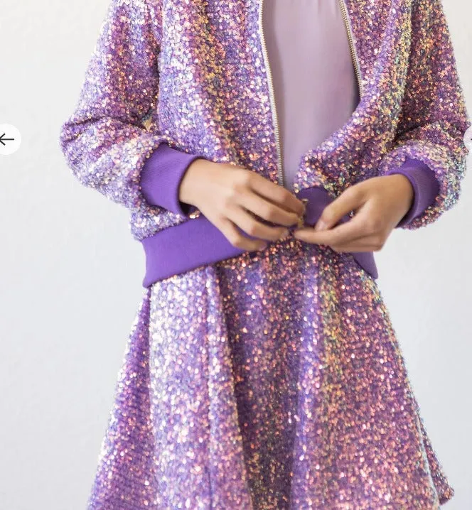 PURPLE SEQUIN TWIRL SKIRT | Mila and Rose