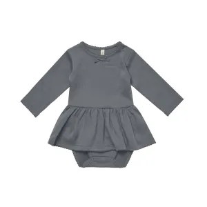 Quincy Mae Pointelle Skirted Bodysuit - Navy