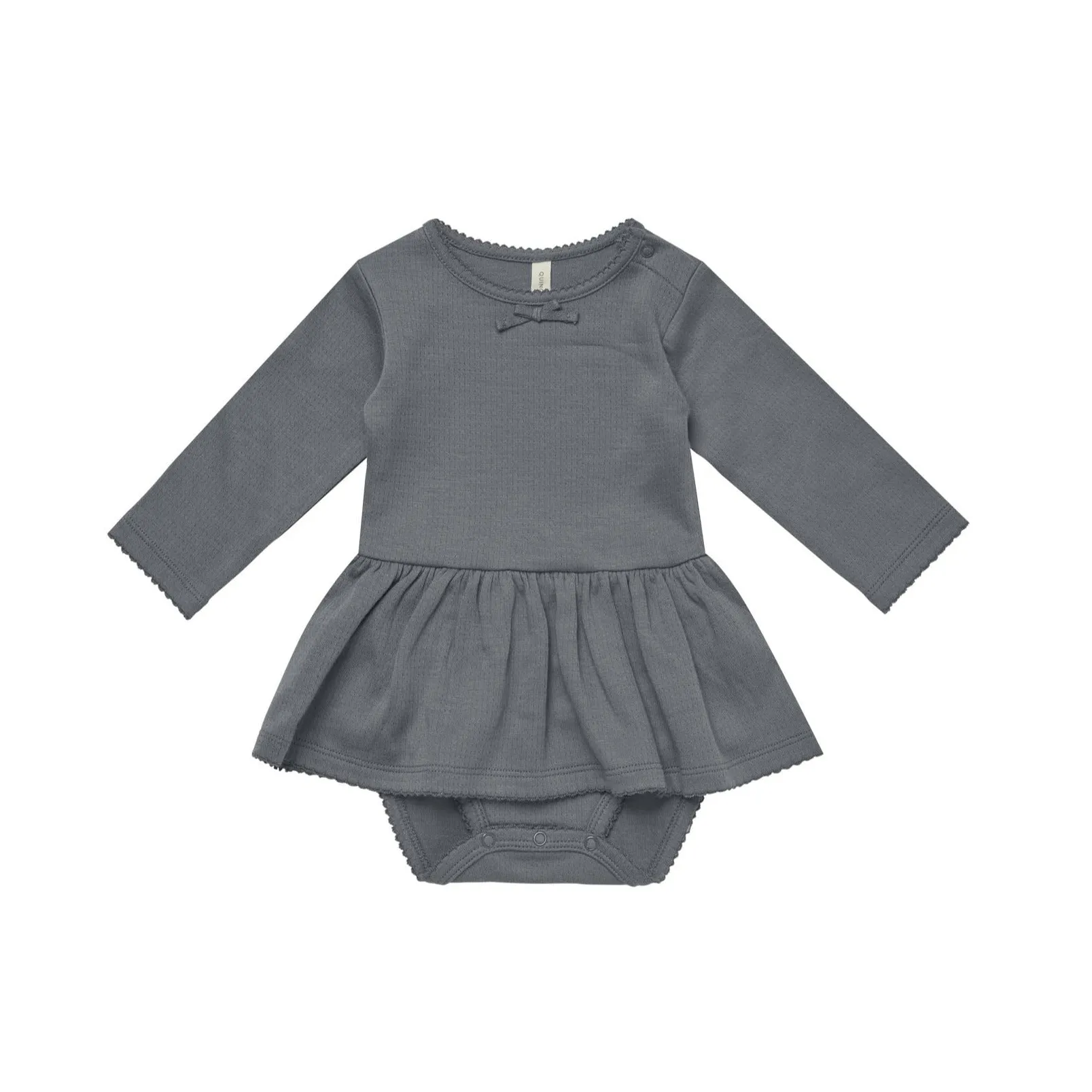 Quincy Mae Pointelle Skirted Bodysuit - Navy