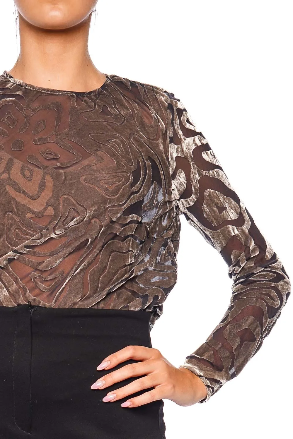 Quinn Luna Long Sleeve Burnout Blouse