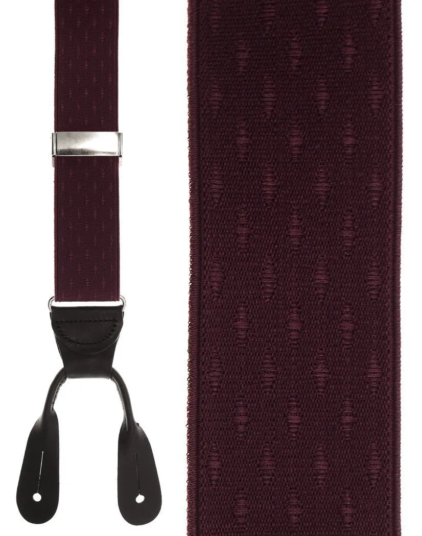 "Burgundy Petite Diamonds" Suspenders