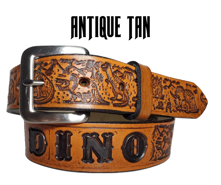 "Lil' Dinosaur" Leather KIDS/CHILDRENS Name Belt