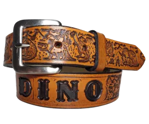"Lil' Dinosaur" Leather KIDS/CHILDRENS Name Belt