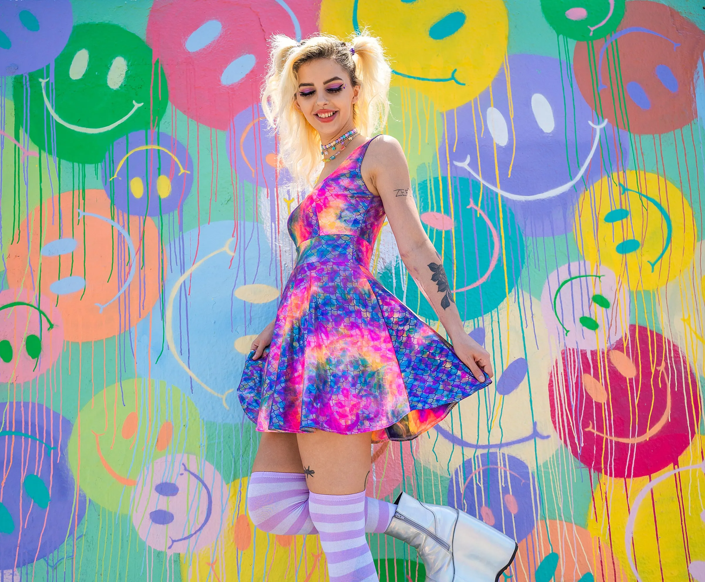 Rainbow Mermaid Skater Dress