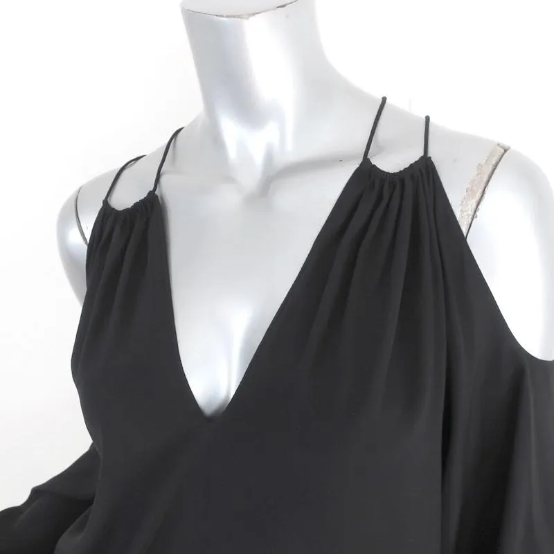 Ramy Brook Cold Shoulder Top Gigi Black Stretch Silk Blouse Size Extra Small