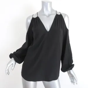 Ramy Brook Cold Shoulder Top Gigi Black Stretch Silk Blouse Size Extra Small