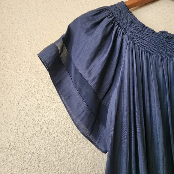 Ramy Brook Jessica Navy Off Shoulder Mini Dress SMALL