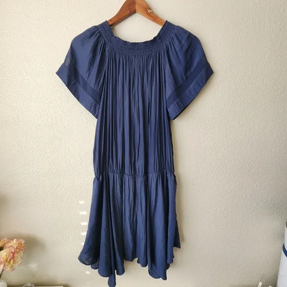 Ramy Brook Jessica Navy Off Shoulder Mini Dress SMALL