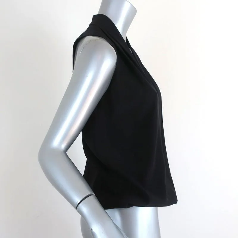 Ramy Brook Sleeveless Top Robi Black Stretch Silk Size Extra Small V-Neck Blouse
