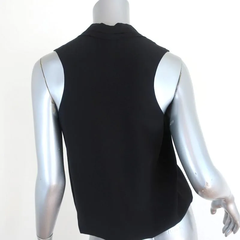Ramy Brook Sleeveless Top Robi Black Stretch Silk Size Extra Small V-Neck Blouse