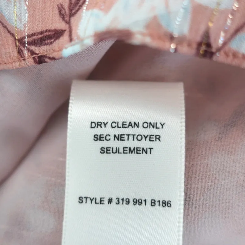 Rebecca Taylor Sleeveless Top Lucia Pink Lurex-Striped Floral Print Size 00