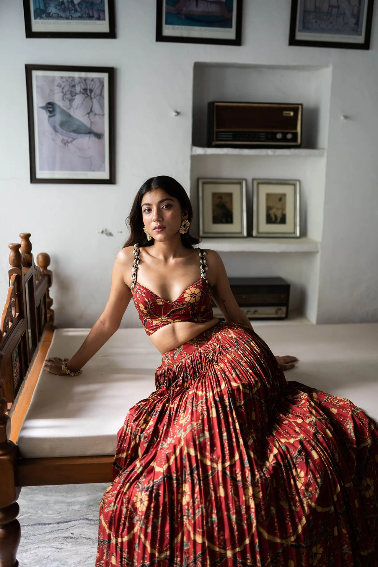 Red Silk Coord Lehenga Set