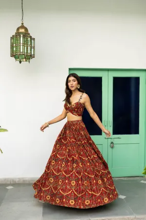Red Silk Coord Lehenga Set