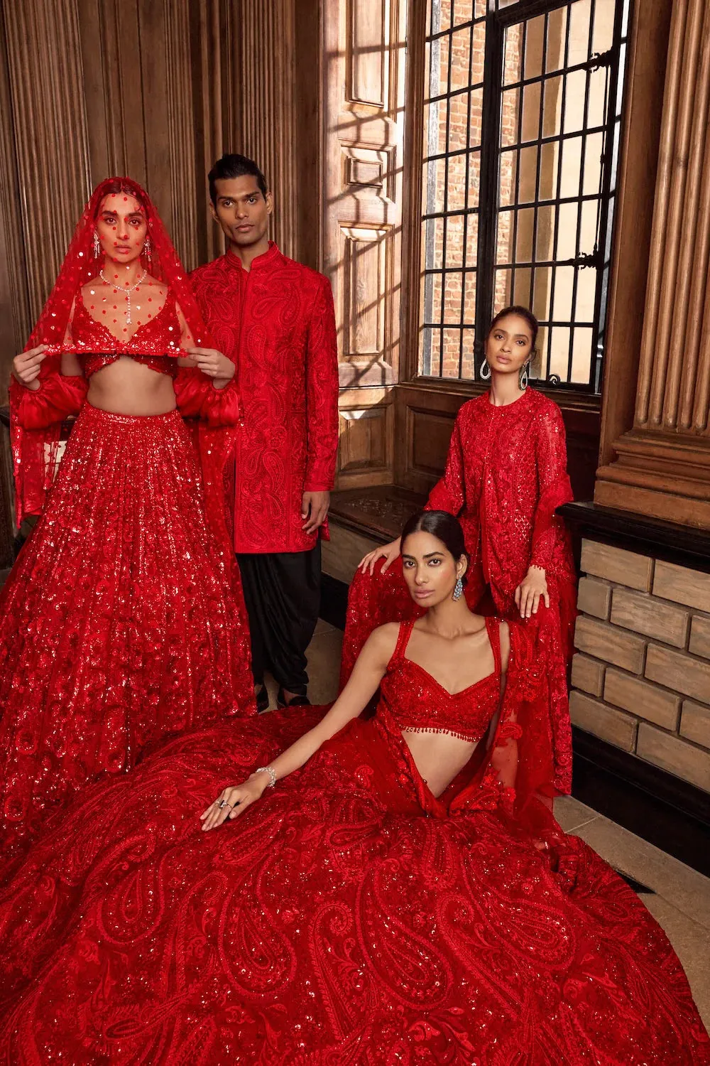 Red Thread Work Sharara Set