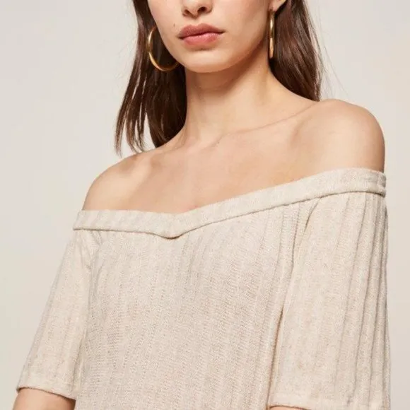 Reformation Portland Dress Ribbed Off the Shoulder