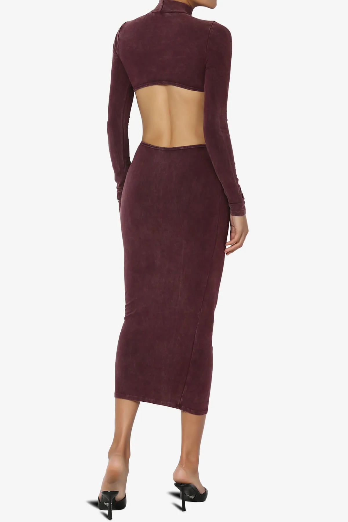 Resort Mineral Wash Waist Cutout Midi Dress