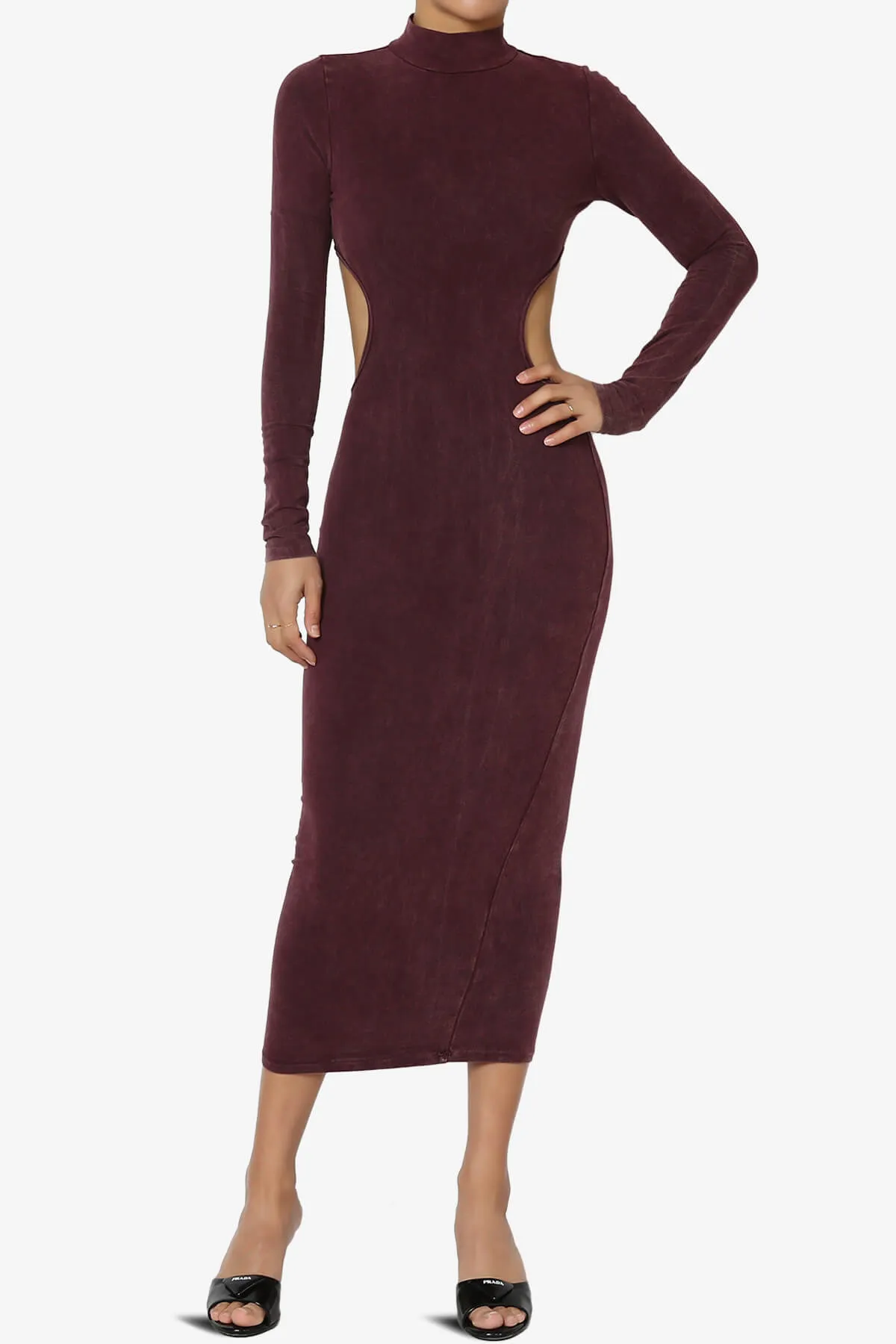 Resort Mineral Wash Waist Cutout Midi Dress