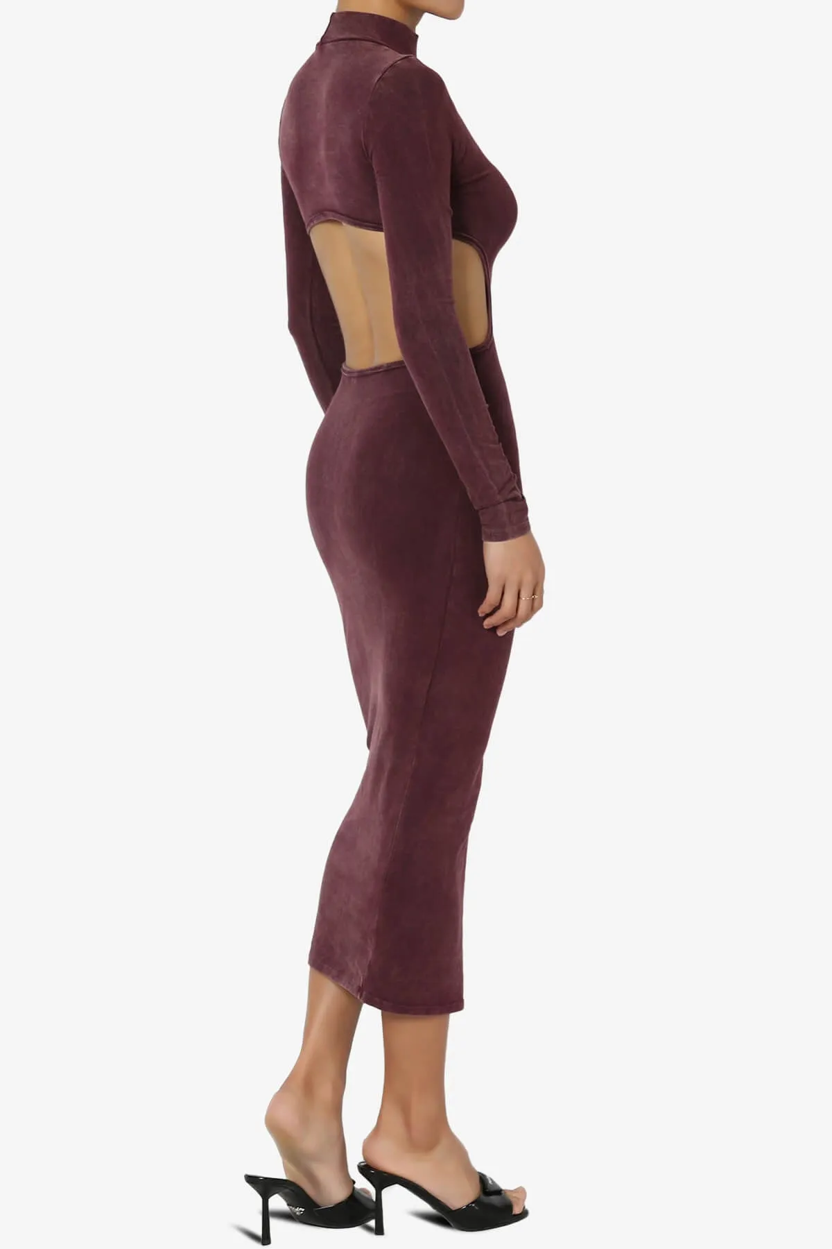 Resort Mineral Wash Waist Cutout Midi Dress