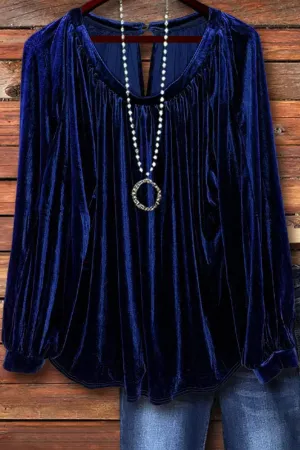RETRO VELVET NAVY TOP