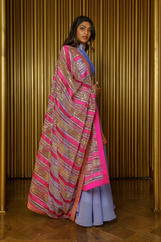 REYA Striped Sequin Dupatta