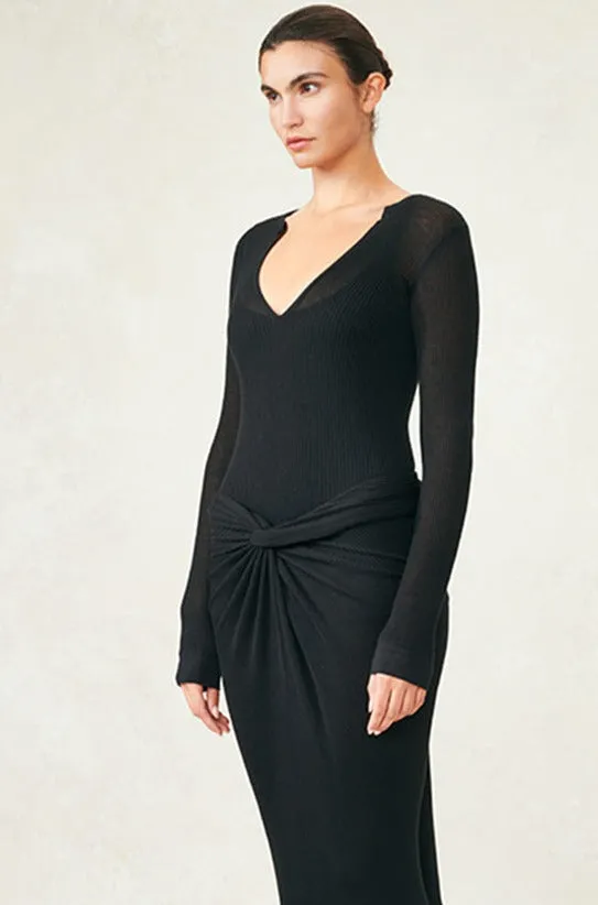 Ribbed Cashmere V Neck Top