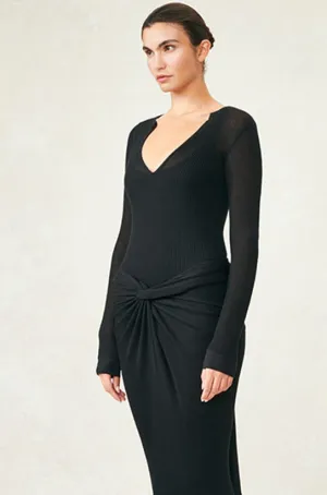 Ribbed Cashmere V Neck Top