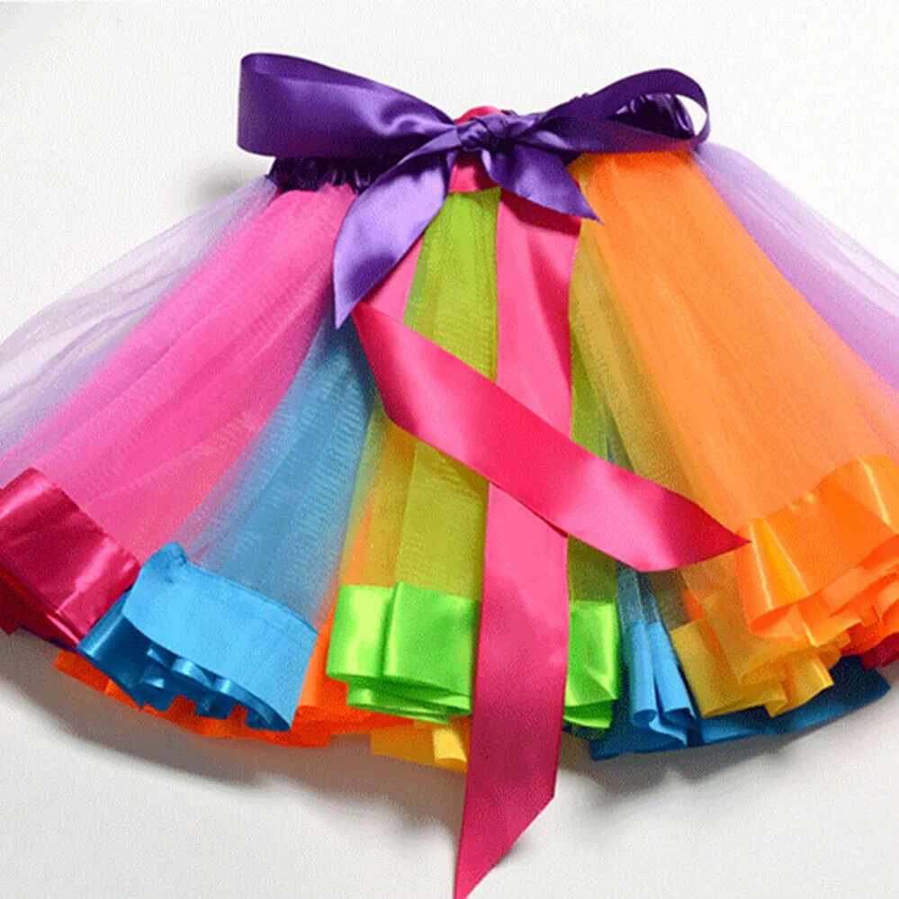 Ribbon Trim Rainbow Tutu