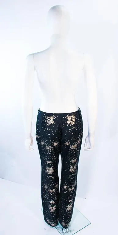 RIFAT OZBEK Ultra Black Pants with Metal Sequin Applique Size 4-6