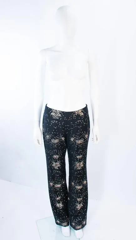 RIFAT OZBEK Ultra Black Pants with Metal Sequin Applique Size 4-6