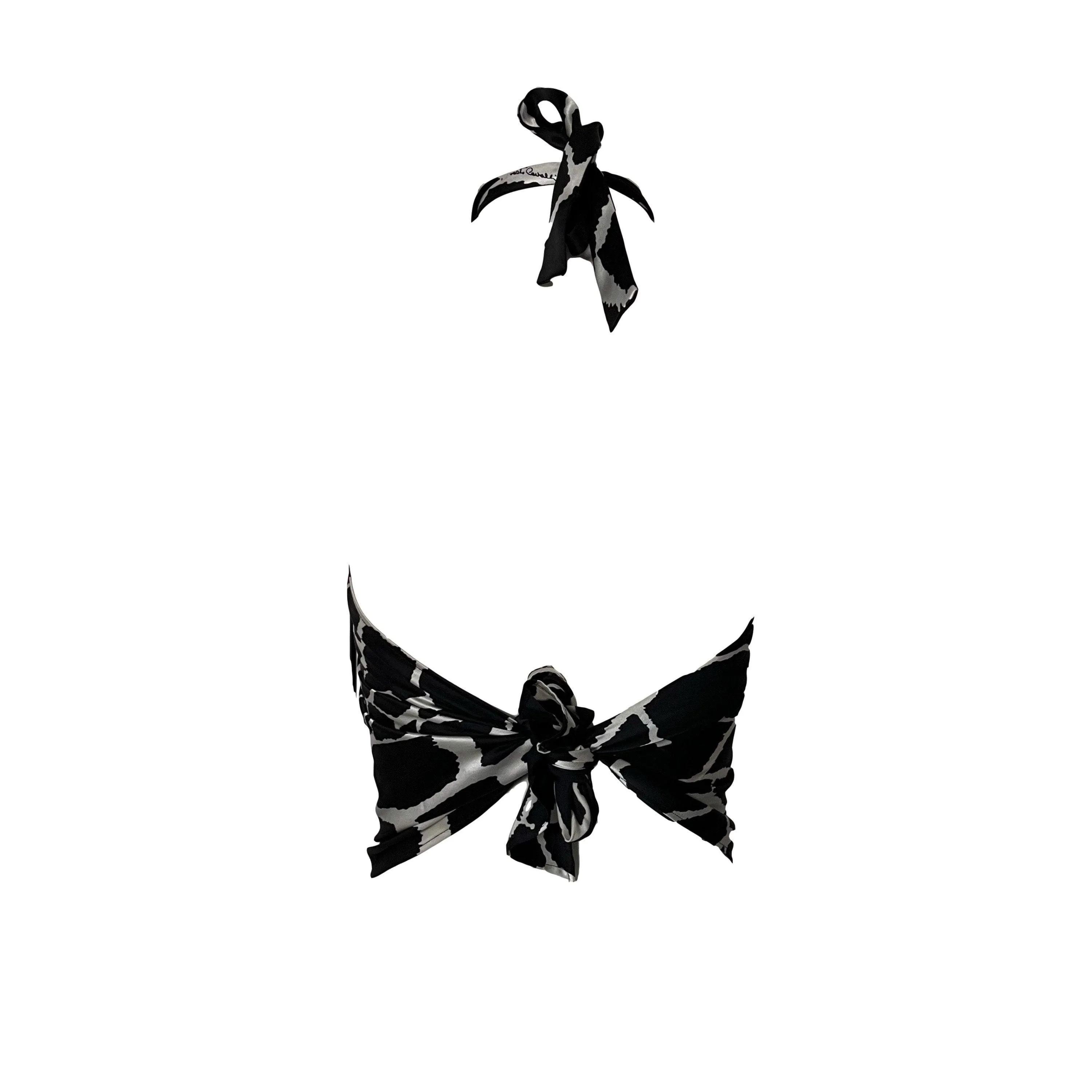 Roberto Cavalli Black Print Silk Halter Top