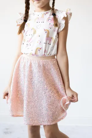 SALE Peach Sequin Twirl Skirt