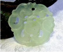 Sale-"Happy Life" Dragon and Phoenix Chinese Jade Pendant (P-608)