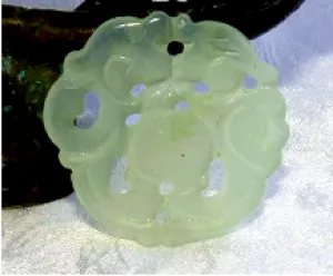 Sale-"Happy Life" Dragon and Phoenix Chinese Jade Pendant (P-608)