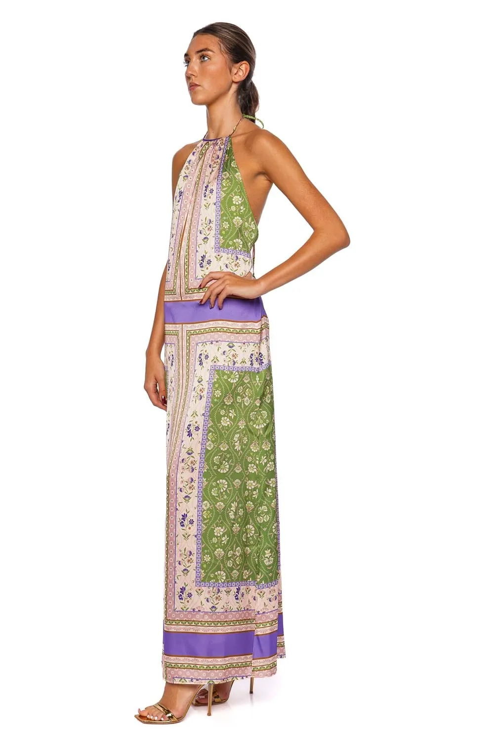 Samantha Halter Satin Maxi Dress