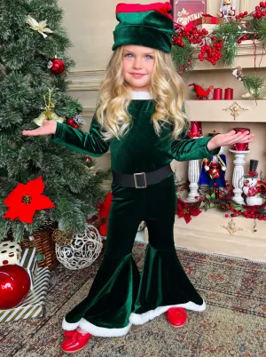 Santa's Little Helper Velvet Bell Bottom Set