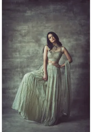 Sap Green Tier Sharara Set