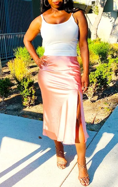 Sasha Satin Midi Skirt