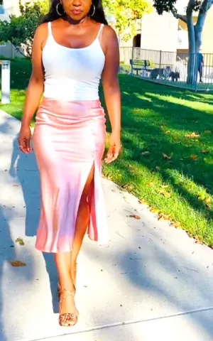 Sasha Satin Midi Skirt