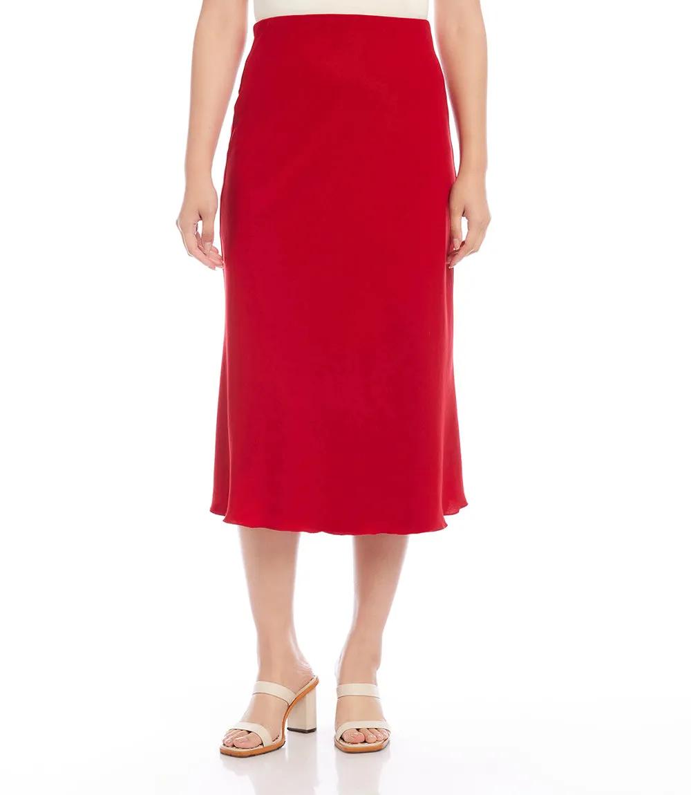 Satin Bias Cut Midi Skirt