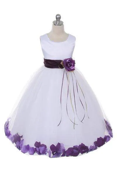 Satin Flower Petal Dress -White Dress