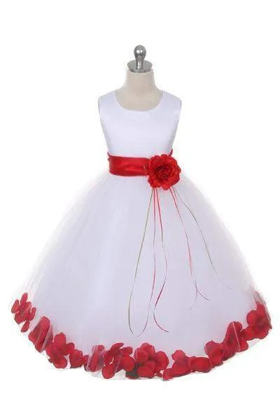 Satin Flower Petal Dress -White Dress