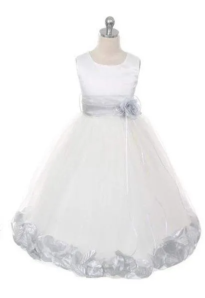 Satin Flower Petal Dress -White Dress