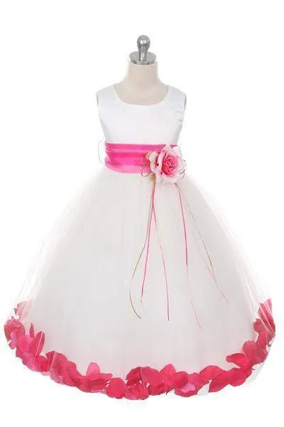 Satin Flower Petal Dress -White Dress
