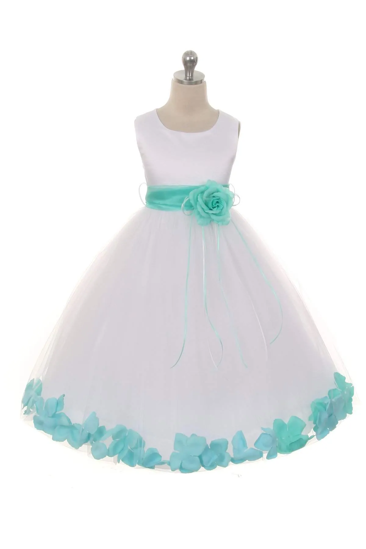 Satin Flower Petal Dress -White Dress