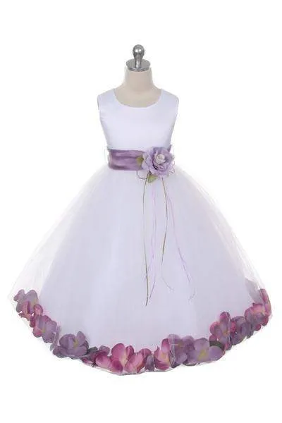 Satin Flower Petal Dress -White Dress