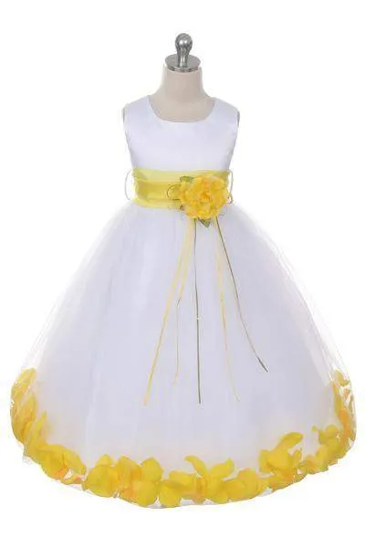 Satin Flower Petal Dress -White Dress